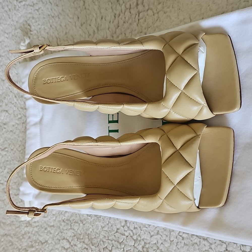 Bottega Veneta Beige Quilted Slingback Heels, Size 36.5/US 6.5 - Picture 2 of 6